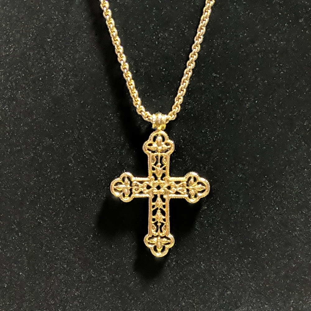 1928 Brand Gold Tone Heavy Chain/Cross